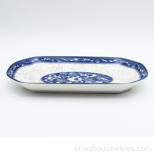 Blauwe en witte serie servies